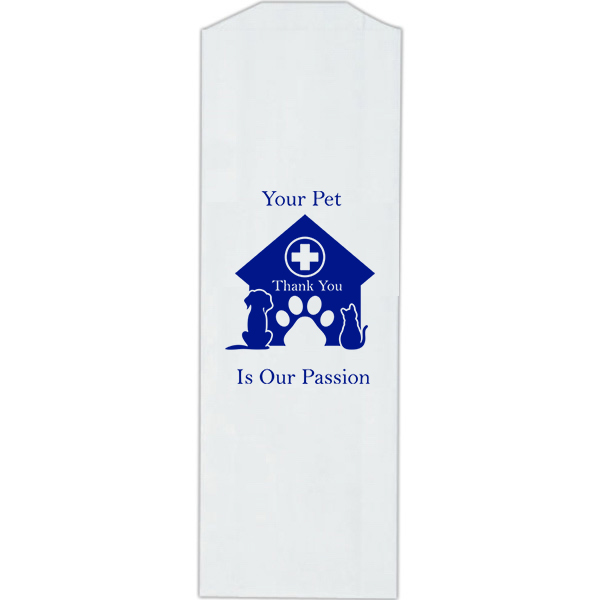 STOCK LOGO 5 x 2 x 10 White Prescription Bag -- Your Pet Is Our Passion Blue
