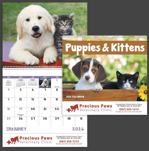Puppy & Kitten Wall Calendar